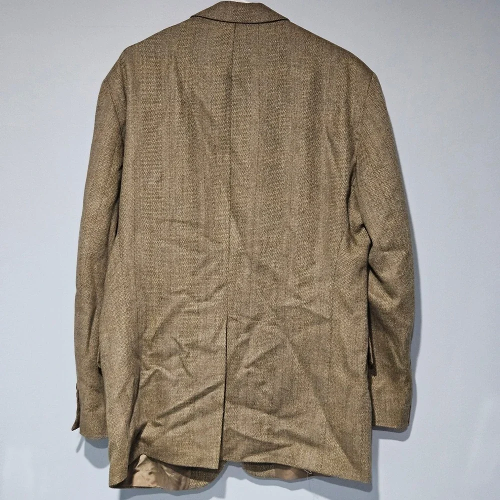 Polo University Club Ralph Lauren Silk Wool Linen Herringbone Blazer 43R Tan